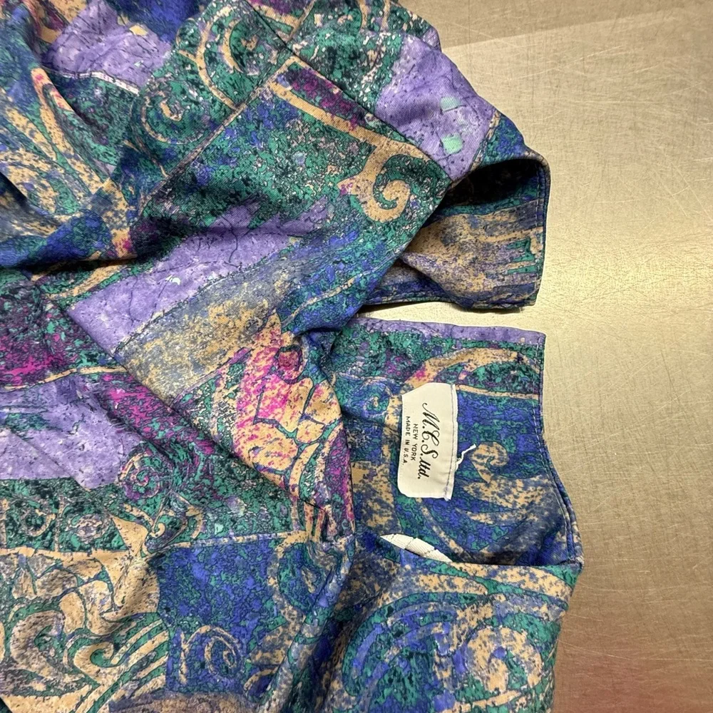 Vintage 1970s M Colorful Abstract Patterned Dress - Picture 2 of 9